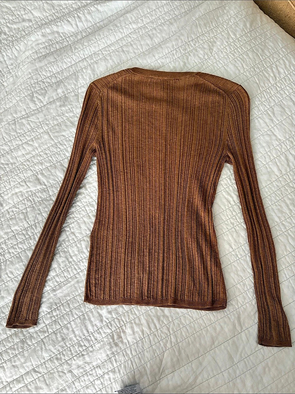 White House Black Market Ribbed Button Front Sweater in Brown Size XS NWT - Picture 4 of 9
